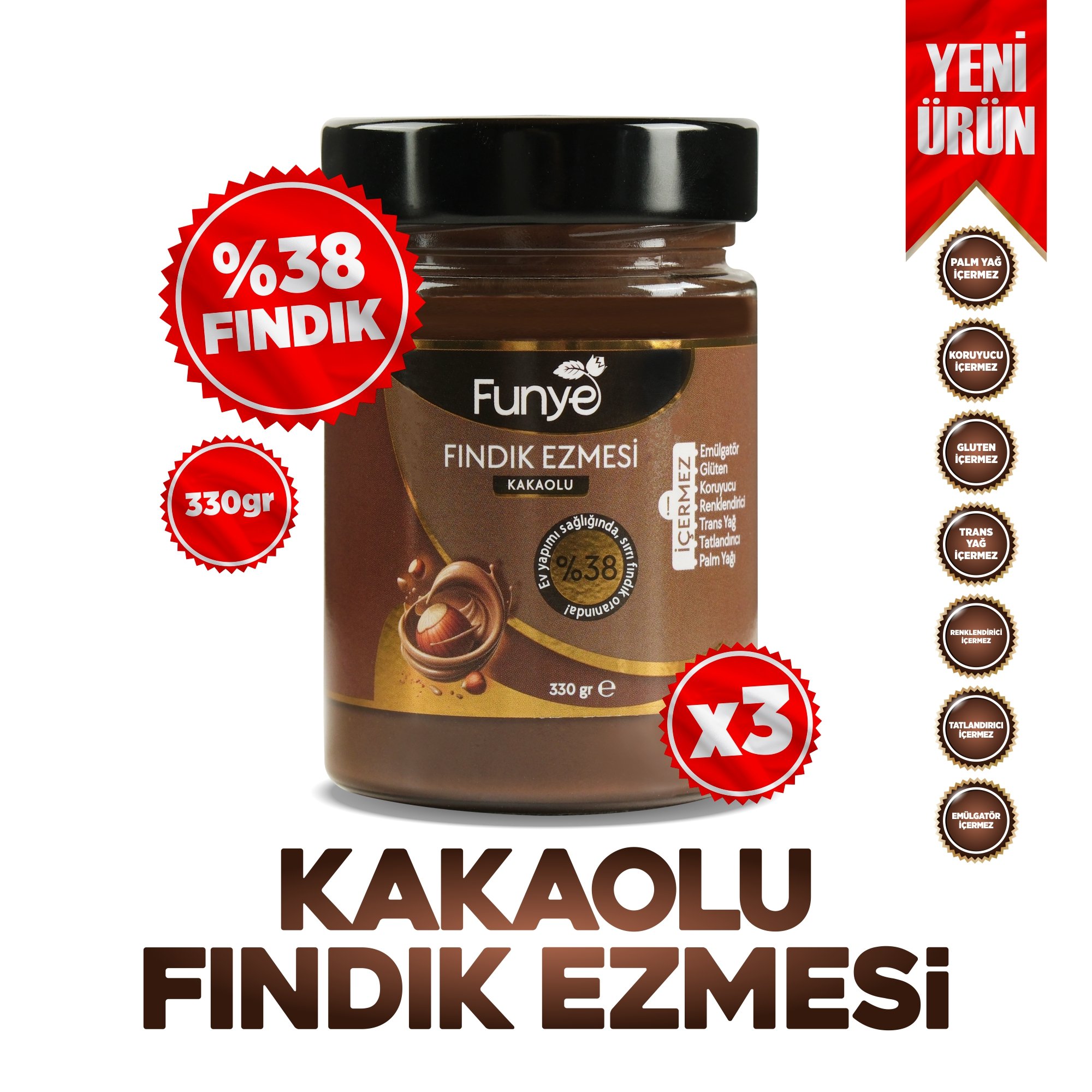 Kakaolu Fındık Ezmesi 330g x 3 Adet
